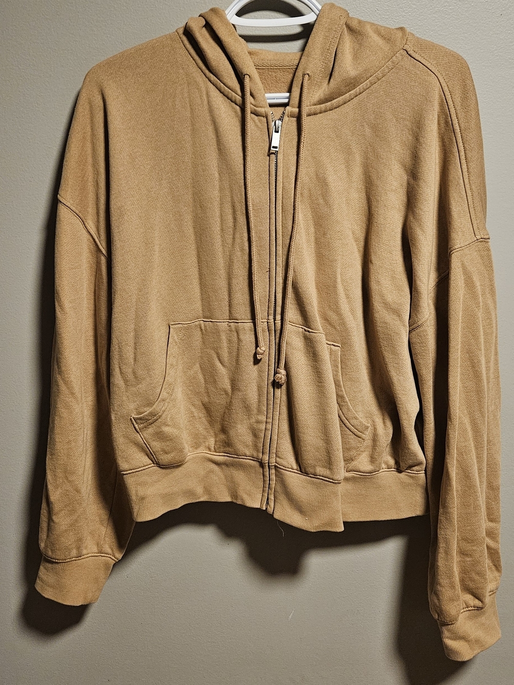 Old Navy Tan Zip-Up Hoodie Bomber Jacket